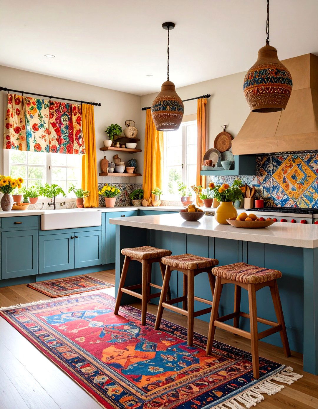 Global Textile Accents Warm the Kitchen - 20 Eclectic Kitchen Ideas
