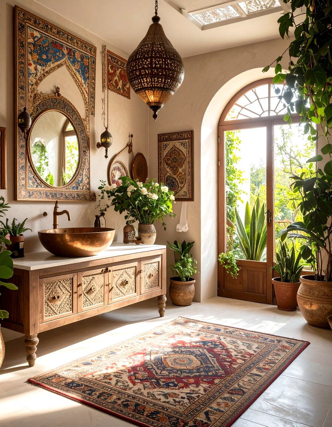 Global Textile Layered Powder Room - 20 Eclectic Powder Room Ideas
