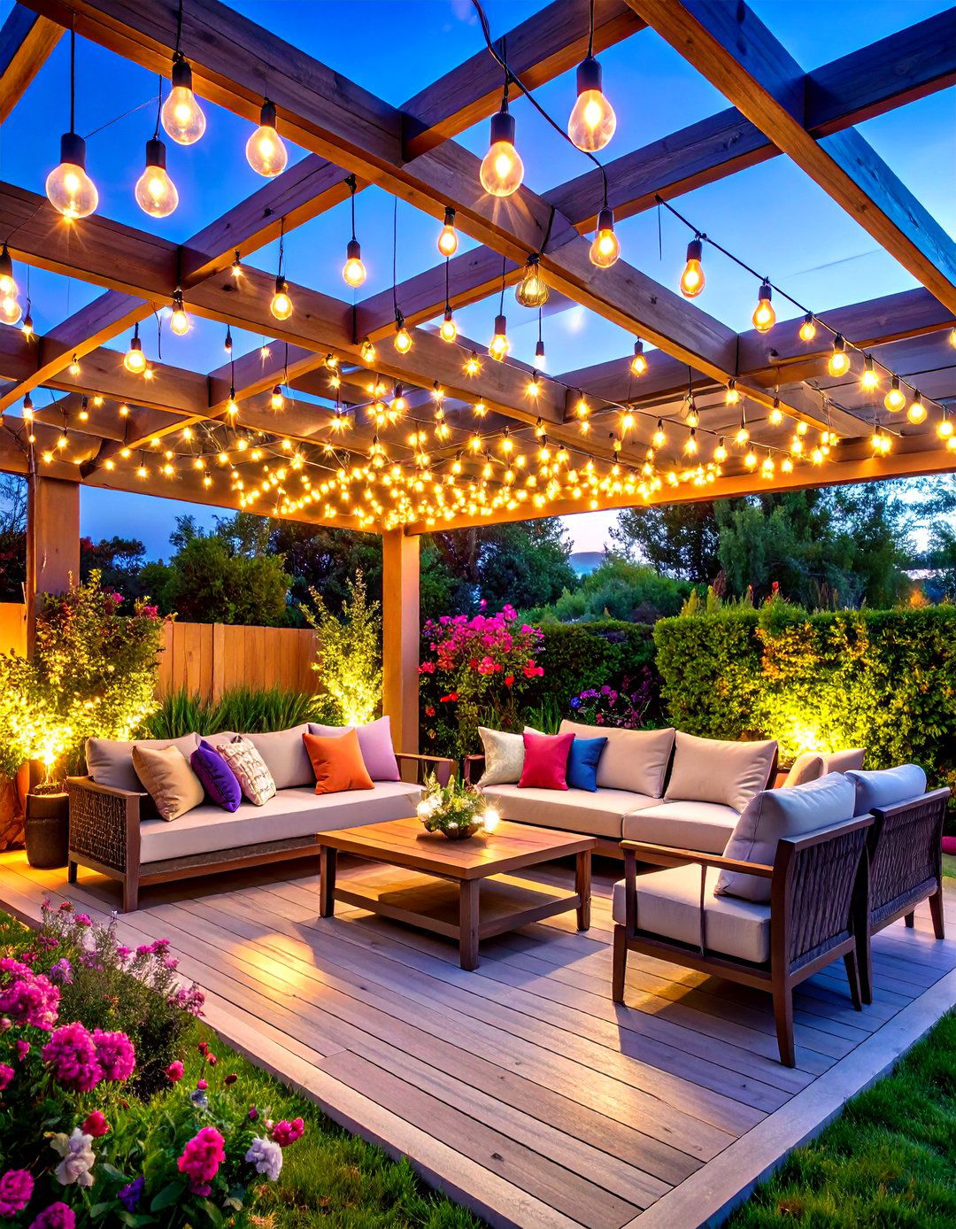 Globe Patio String Light Pergola Zigzag Design - 20 Patio String Light Ideas