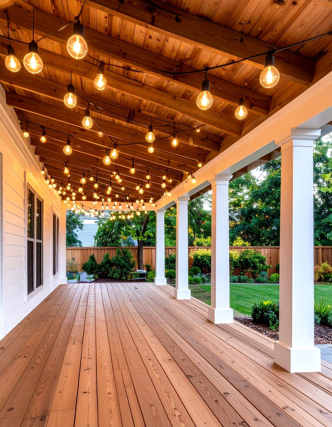 Globe String Light Porch Lighting Canopy - 20 Front Porch Lighting Ideas