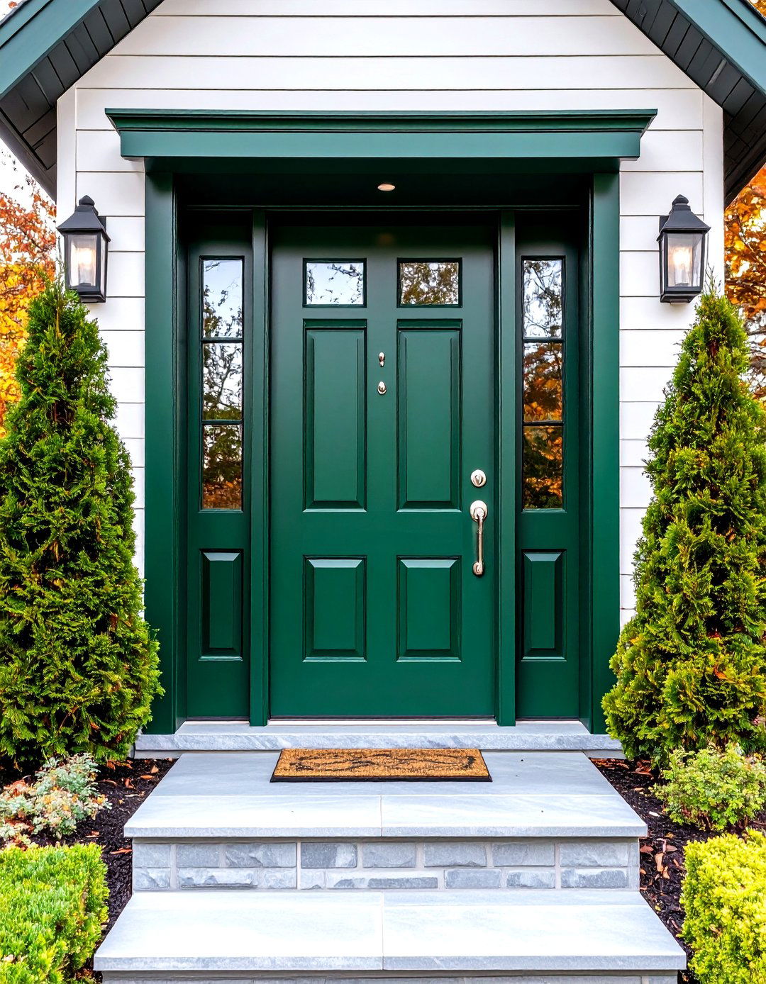 Gloss Matte Contrast Play - 20 Emerald Green Front Door Ideas
