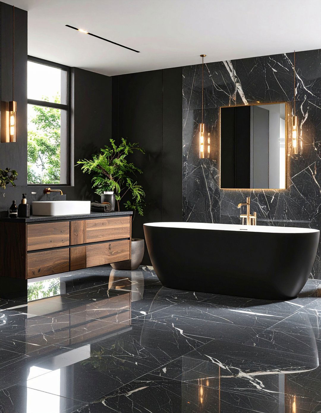 Gloss Matte and Everything Between - 20 Black Marble Bathrooms
