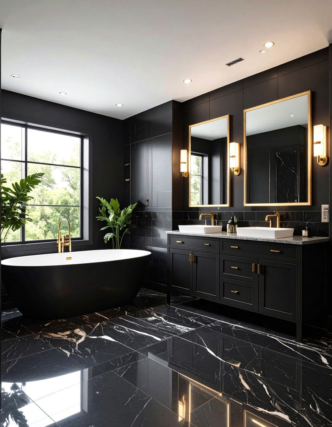 Glossy Black Tile Bathroom Brilliance - 20 Black Tile Bathroom Ideas