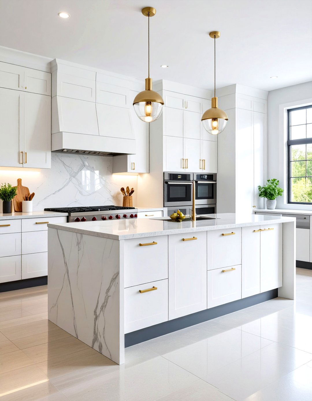 Glossy White Uppers and Charcoal Base Kitchen - 20 Grey and White Kitchen Designs