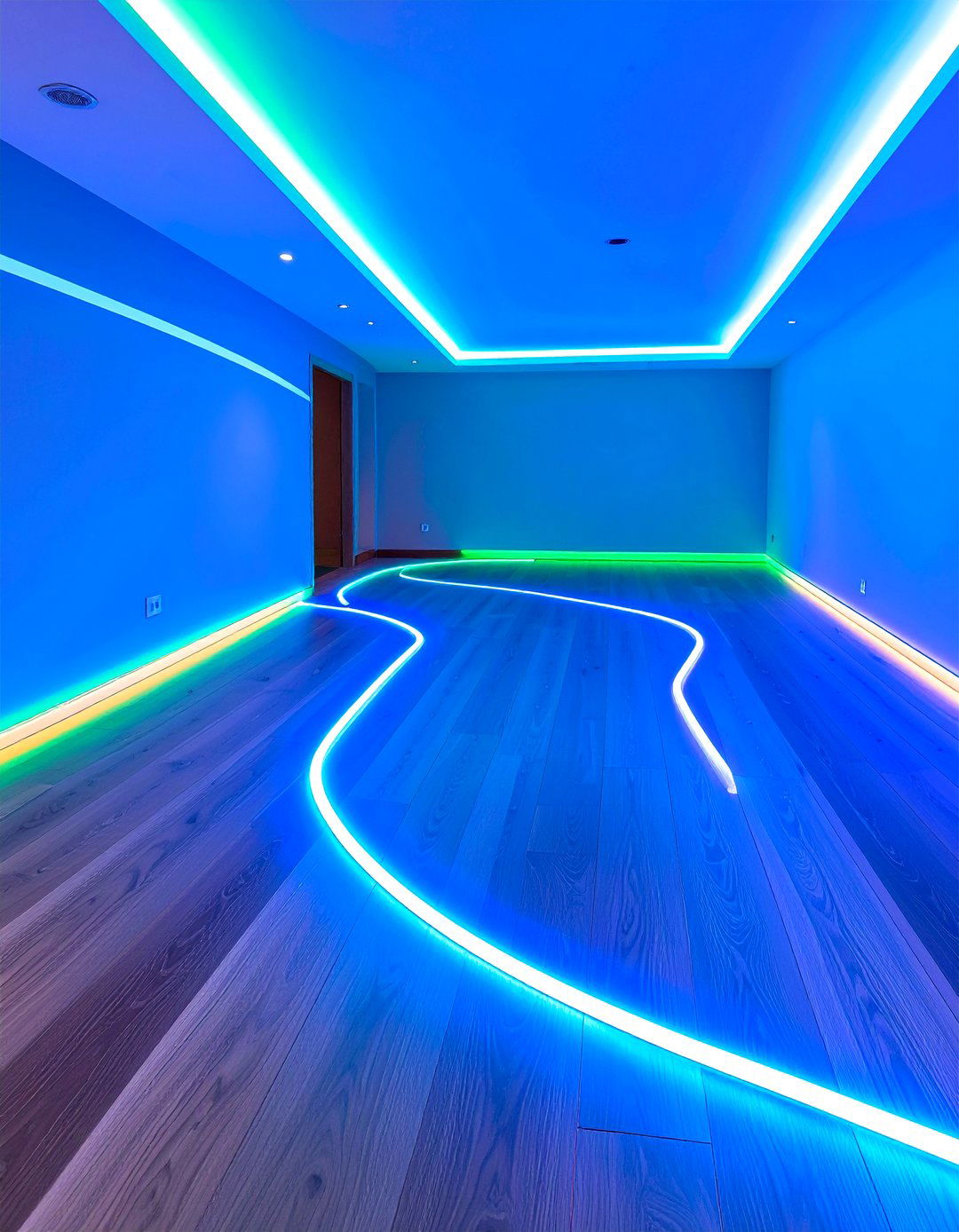 Glow Path Safety Stripes - 20 Game Room Paint Ideas