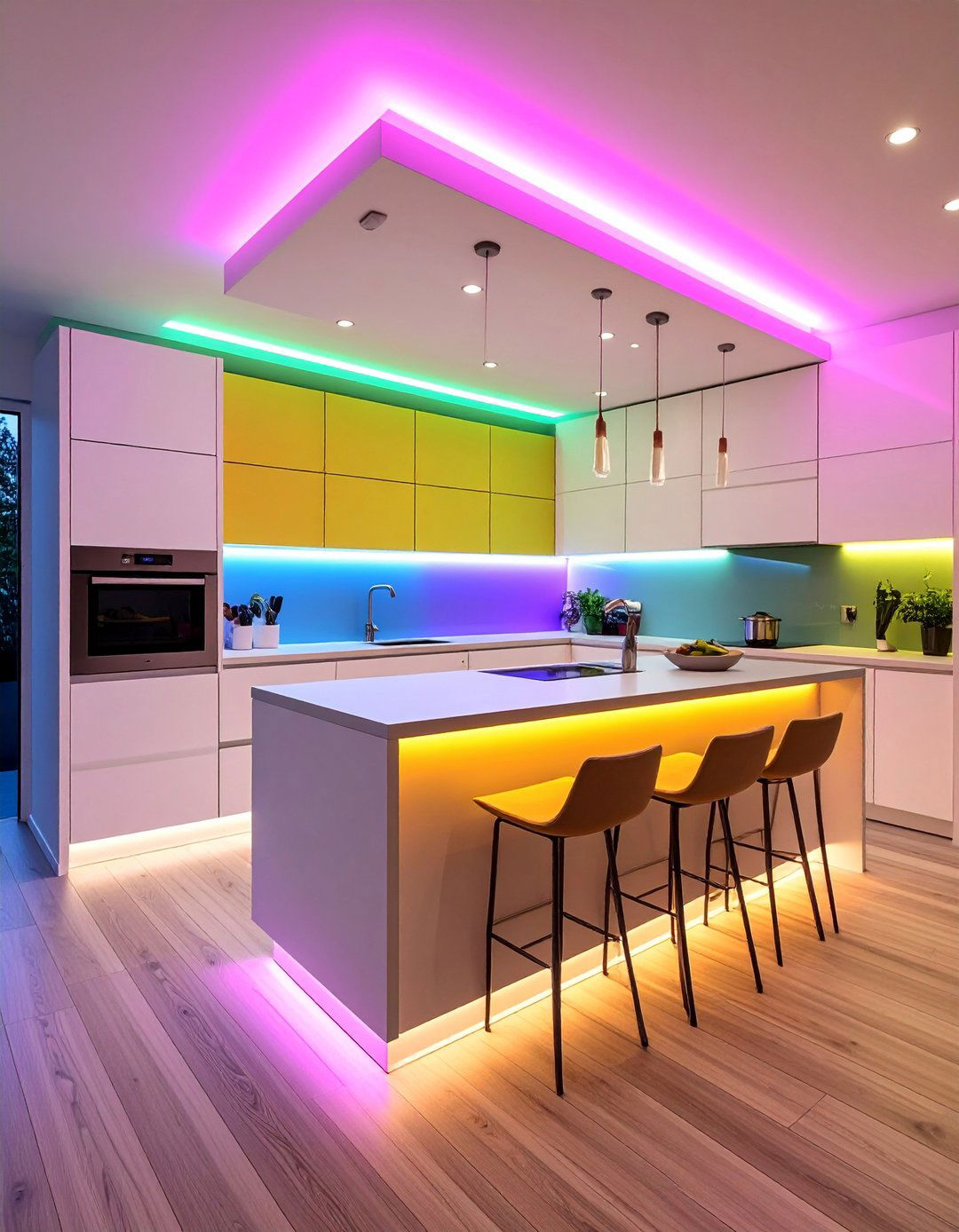Glow Up with Under Cabinet LED Strips - 20 Galley Kitchen Ideas