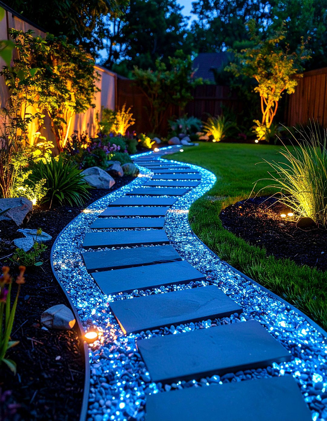 Glow in the Dark Pebble Night Path - 20 walkway ideas