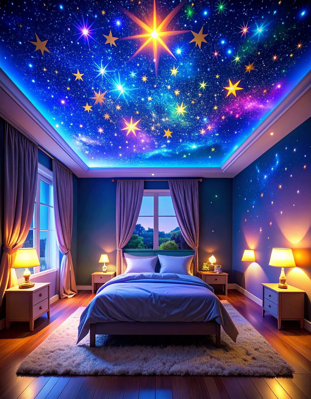 Glow in the Dark Starry Paint Creates Nocturnal Magic for a Fairy themed Bedroom - 20 Fairy-themed Bedroom Ideas