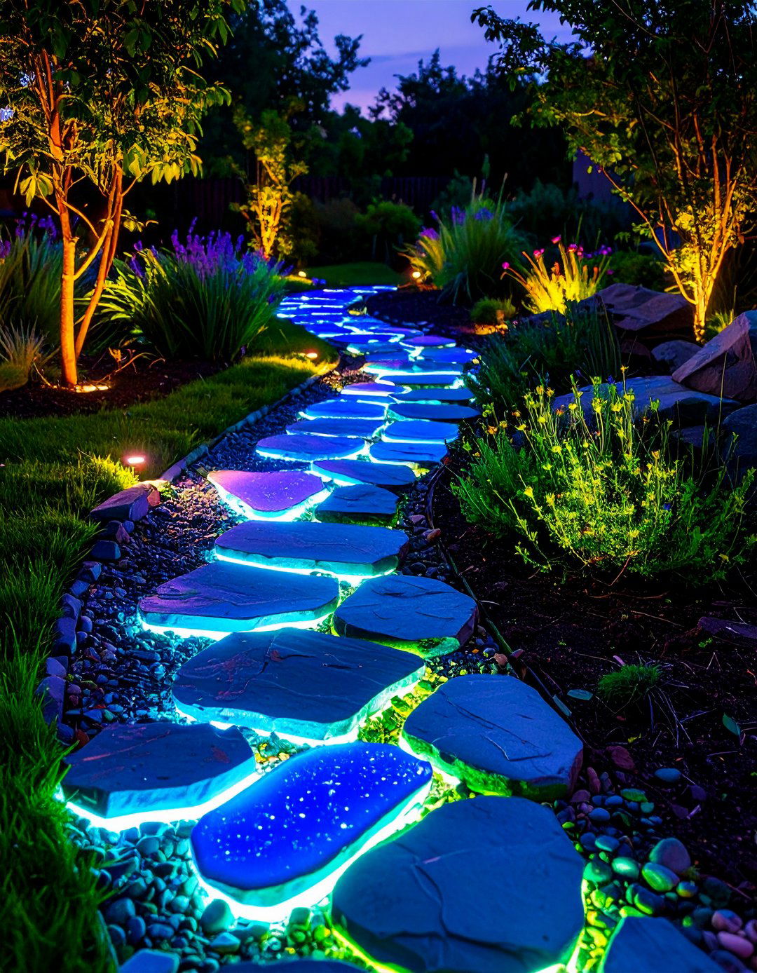 Glow in the Dark Walkway Using Photoluminescent Stones - 20 Front Walkway Ideas