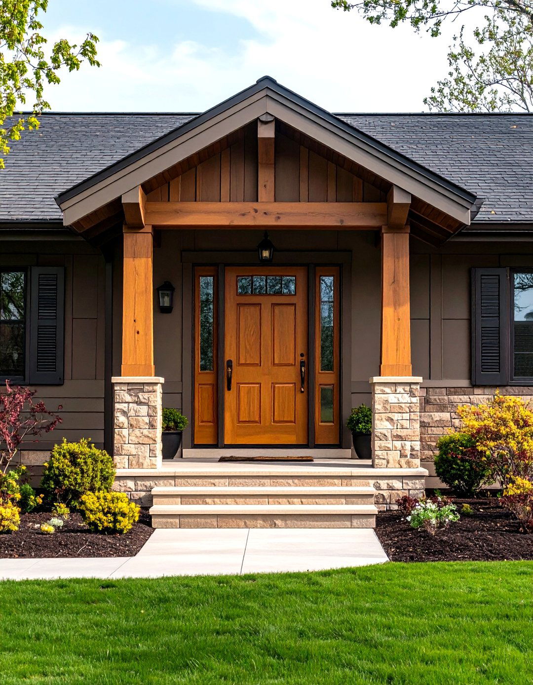 Go Bold With a Color Popped Front Door - 20 Curb Appeal Inspiration for Ranch Homes