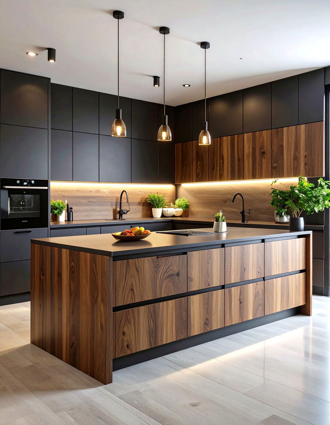 Go Slab Front for Ultra Minimalist Sophistication - 20 Dark Wood Kitchen Cabinets