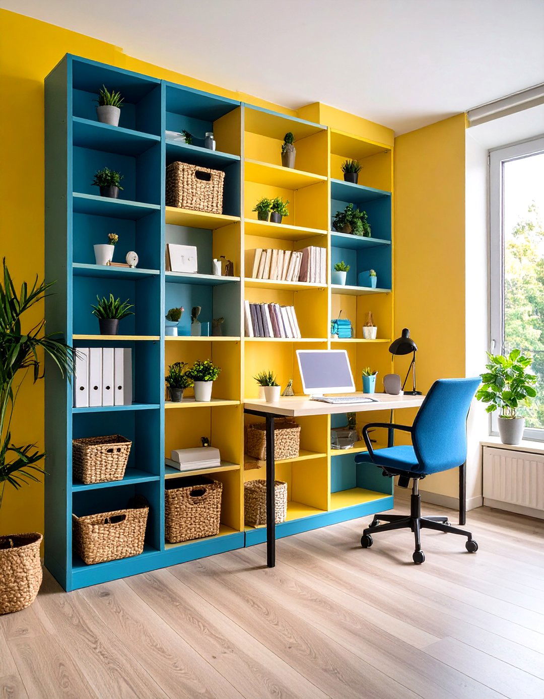Go Vertical with Tall Shelving - 20 Small Home Office Ideas