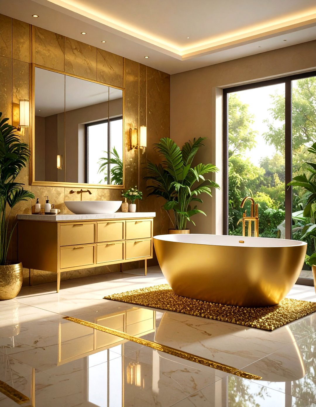 Gold Bathroom Tile Insets - 20 Gold Bathroom Ideas