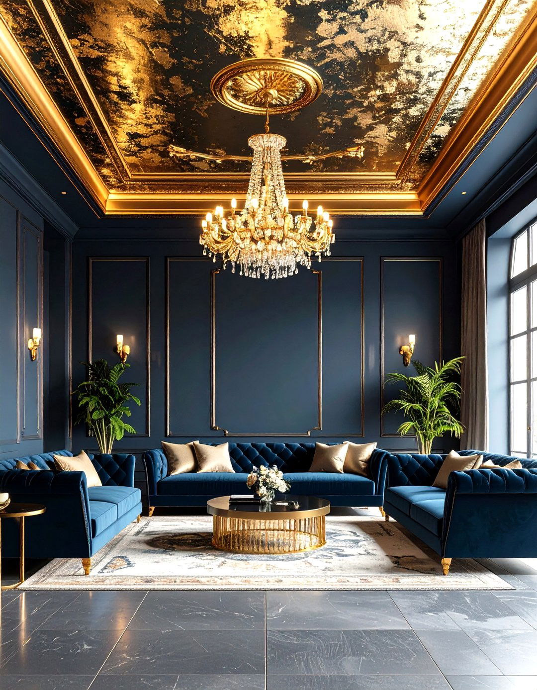 Gold Leaf Luxe Tray Ceiling - 20 tray ceiling ideas