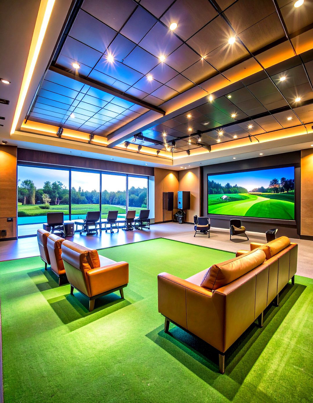 Golf Simulator Luxury Game Room Ideas - 20 Luxury Game Room Ideas