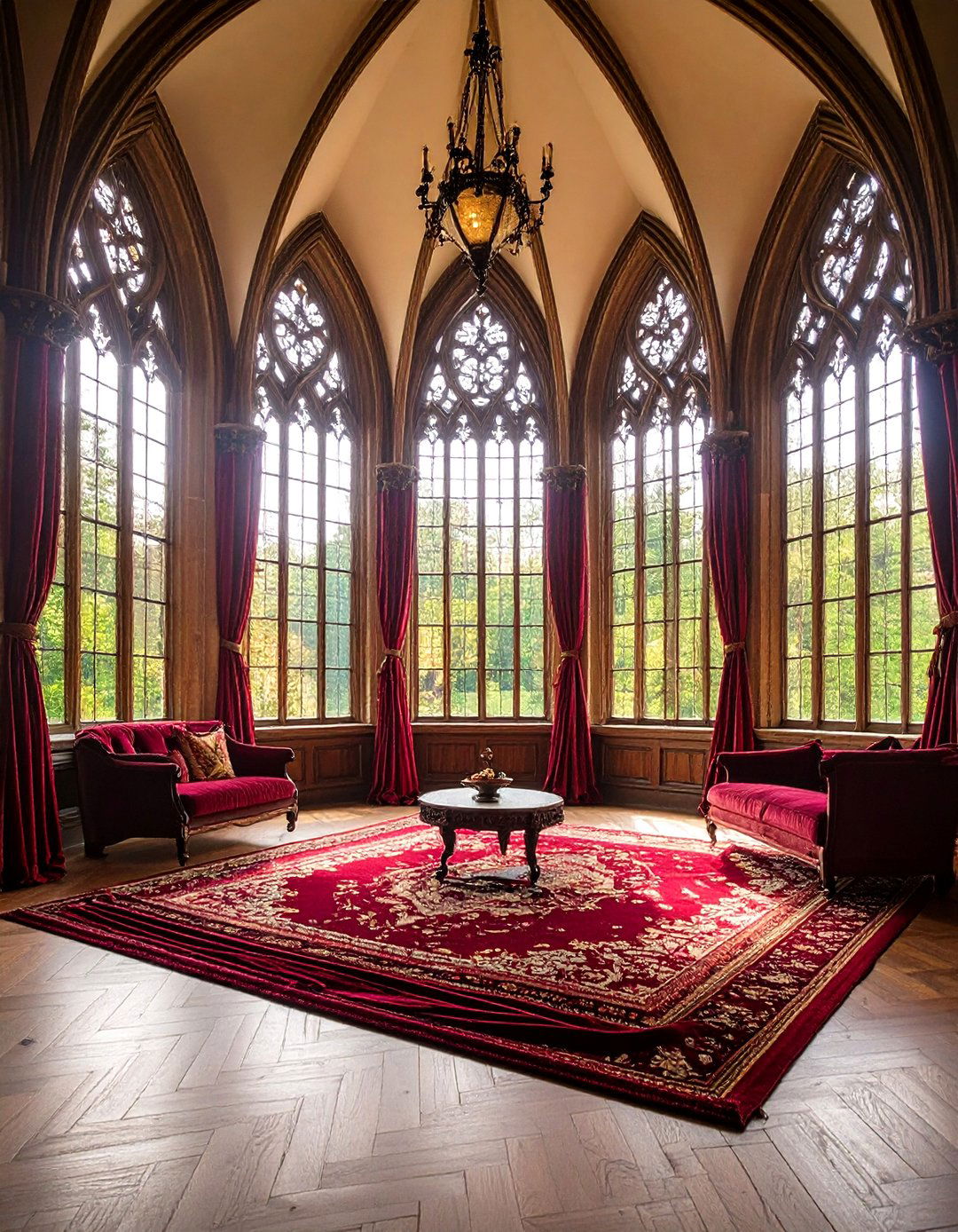 Gothic Arched Castle Living Room Windows - 20 Castle Living Room Ideas