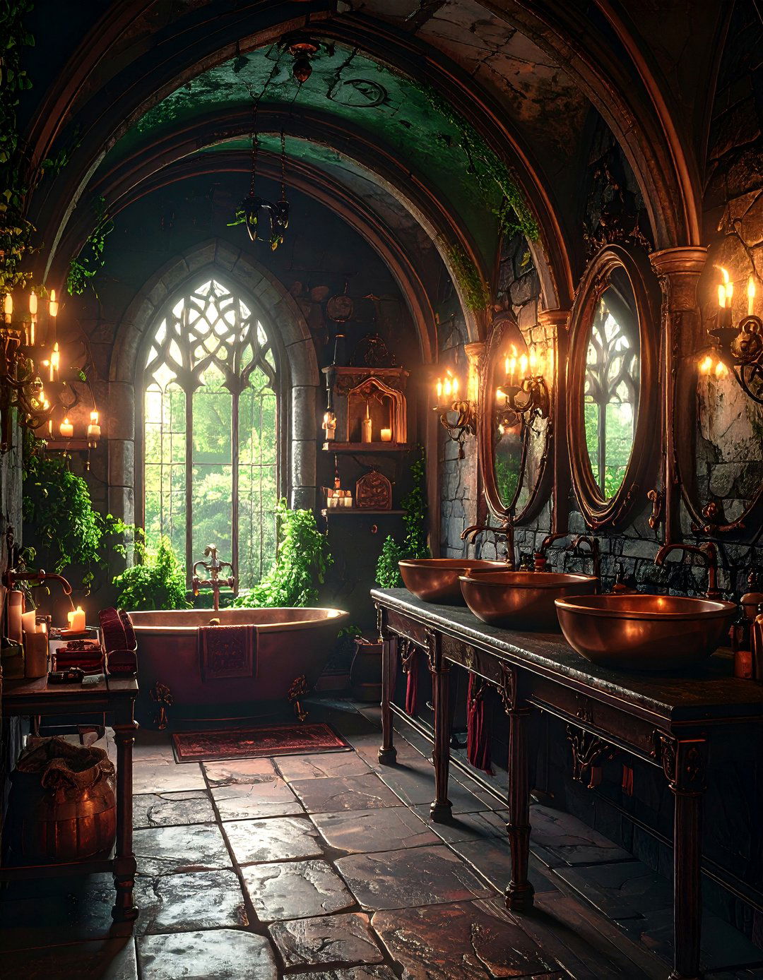 Gothic Dark Academia Restaurant Bathroom Mystique - 20 Restaurant Bathroom Ideas