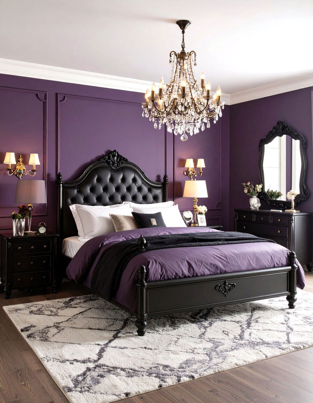 Gothic Elegance with Black Accents - 20 Dark Purple Bedroom Ideas