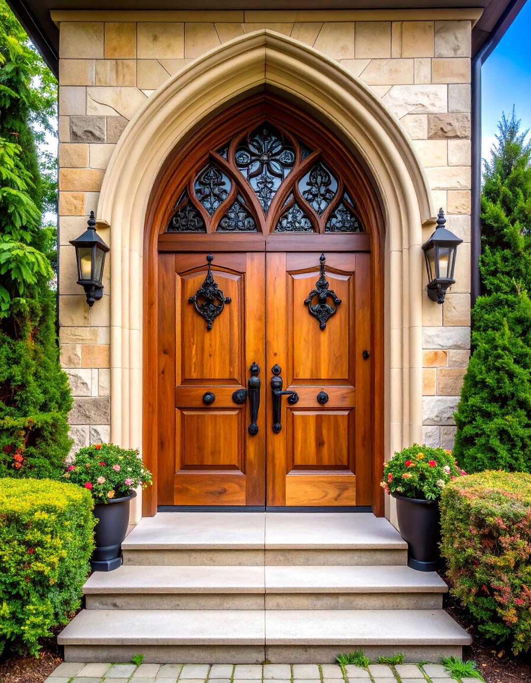 Gothic Front Door with Cathedral Pointed Arch - 20 Gothic Front Door Ideas