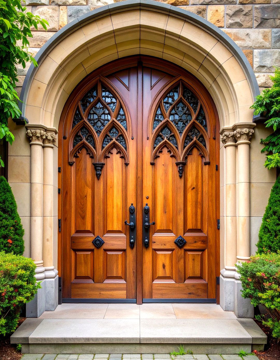 Gothic Front Door with Double Door Configuration - 20 Gothic Front Door Ideas