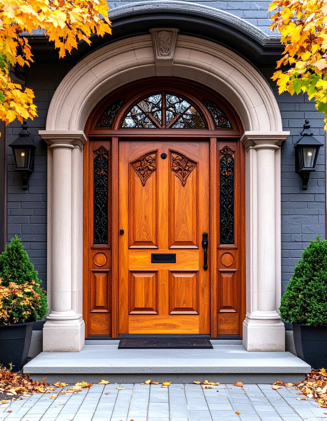Gothic Front Door with Hand Carved Wood Panels - 20 Gothic Front Door Ideas