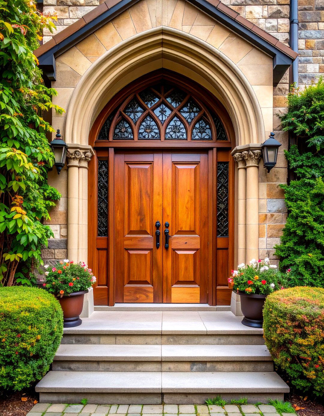 Gothic Front Door with Medieval Timber Framing - 20 Gothic Front Door Ideas
