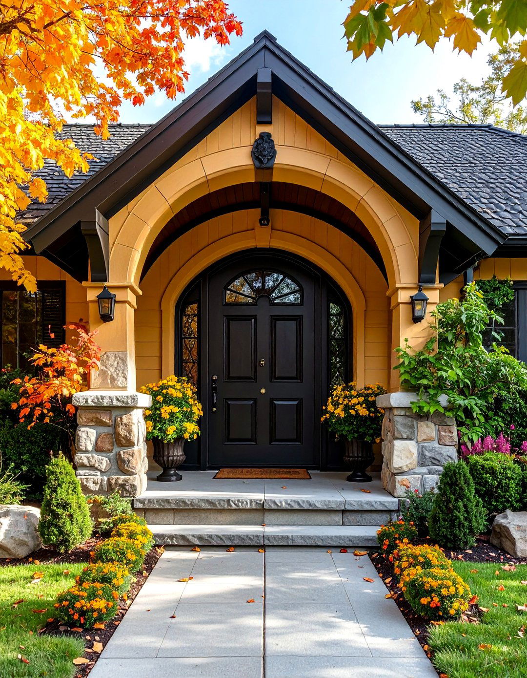 Gothic Front Door with Ribbed Vault Canopy - 20 Gothic Front Door Ideas