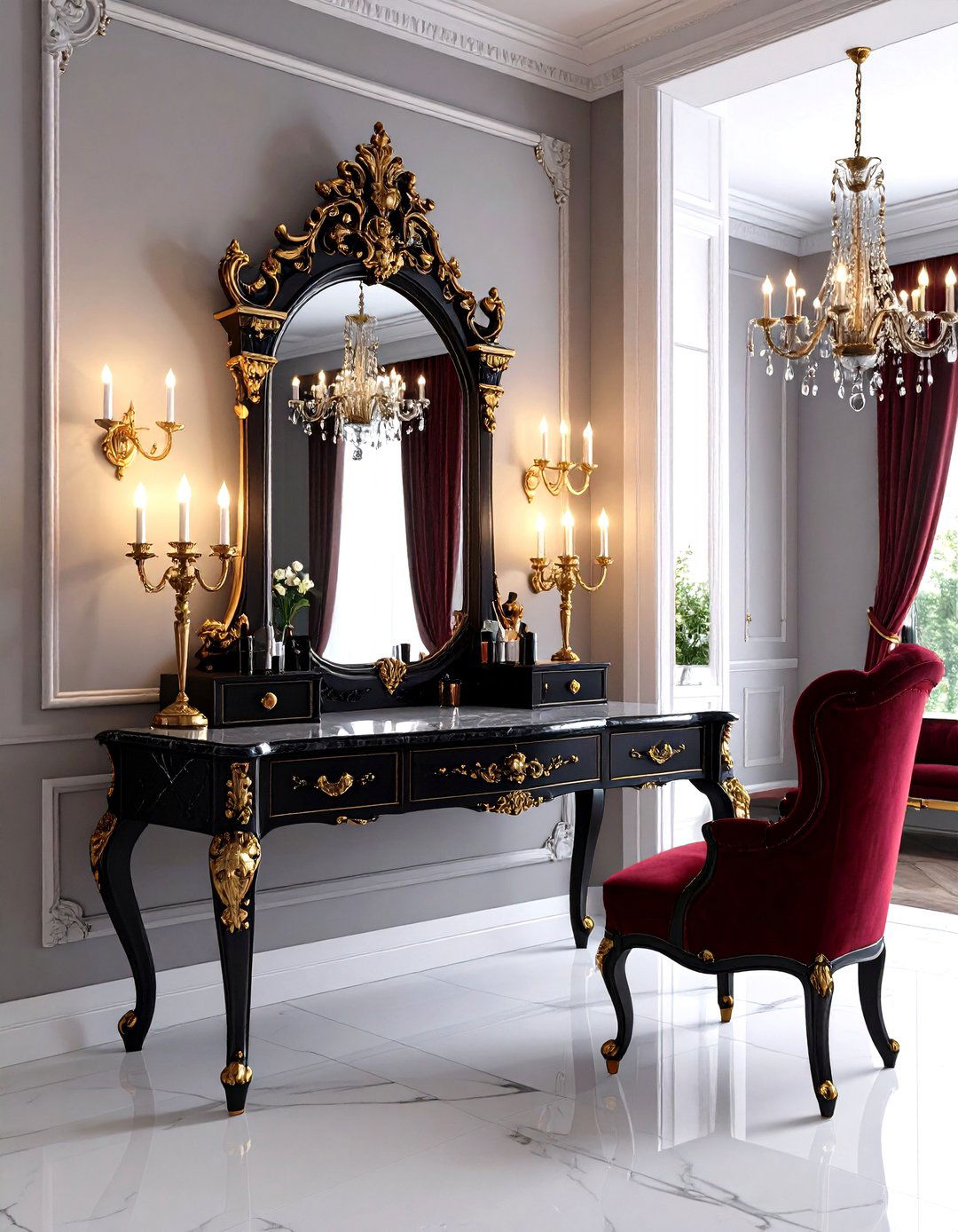 Gothic Glam Makeup Room with Dark Romance - 20 Makeup Room Ideas