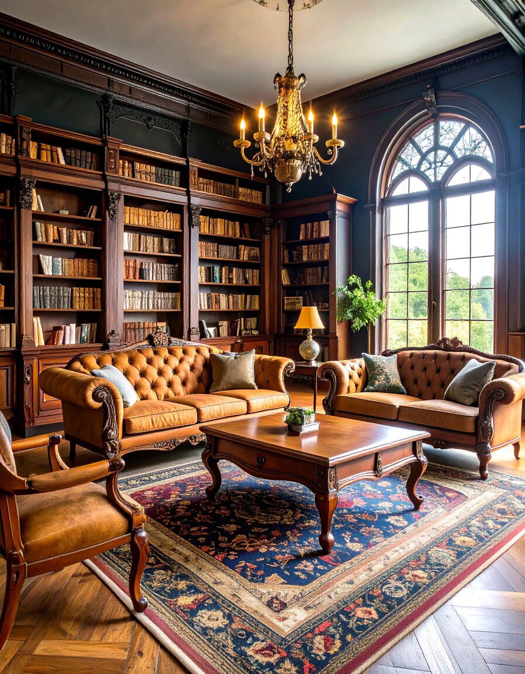 Gothic Living Room Featuring Victorian Antique Furniture - 20 Gothic Living Room Ideas
