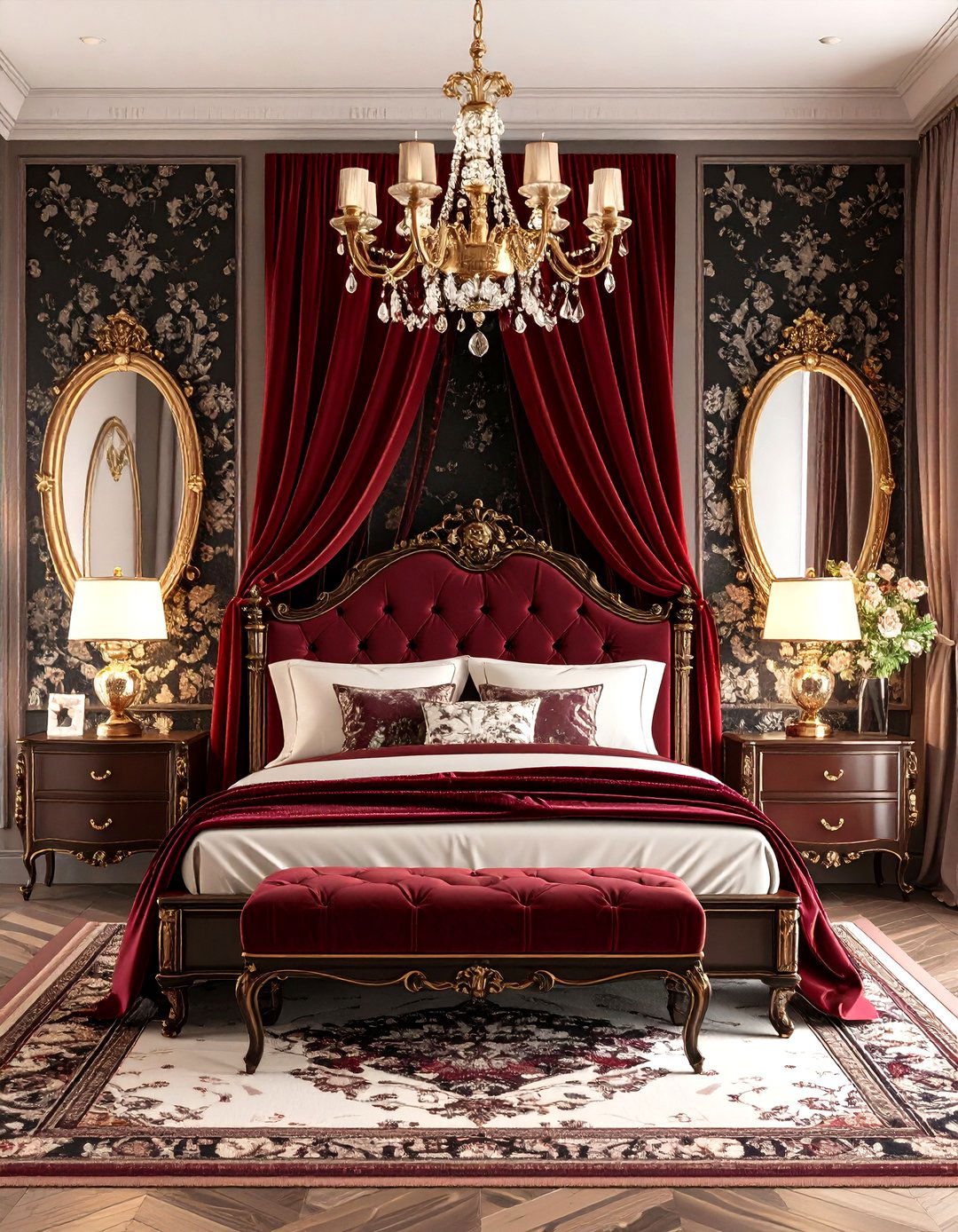 Gothic Luxe Matte Black Boudoir - 20 Matte Black Bedroom Ideas