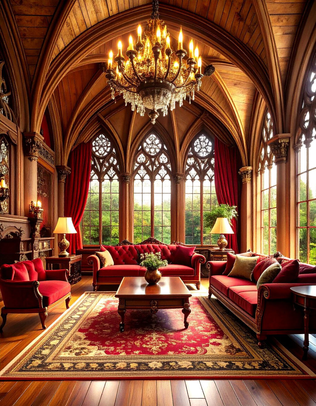 Gothic Revival Royal Living Room with Cathedral Grandeur - 20 Royal Living Room Design Ideas