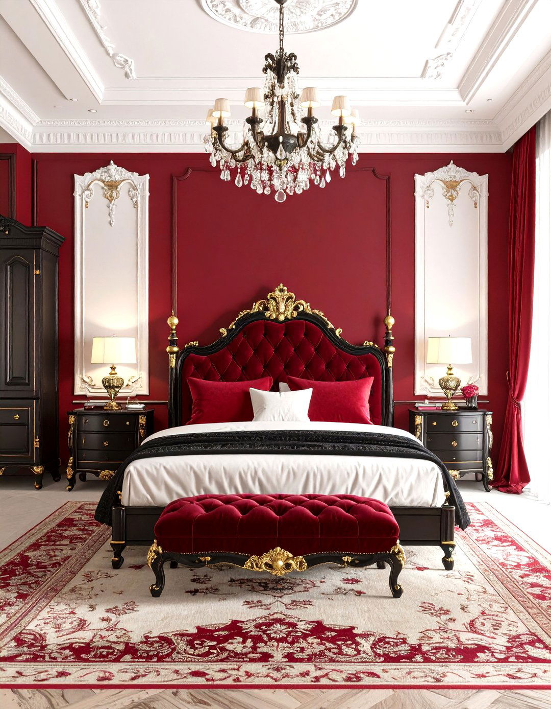 Gothic Victorian Red and Black Bedroom - 20 Red and Black Bedroom Ideas