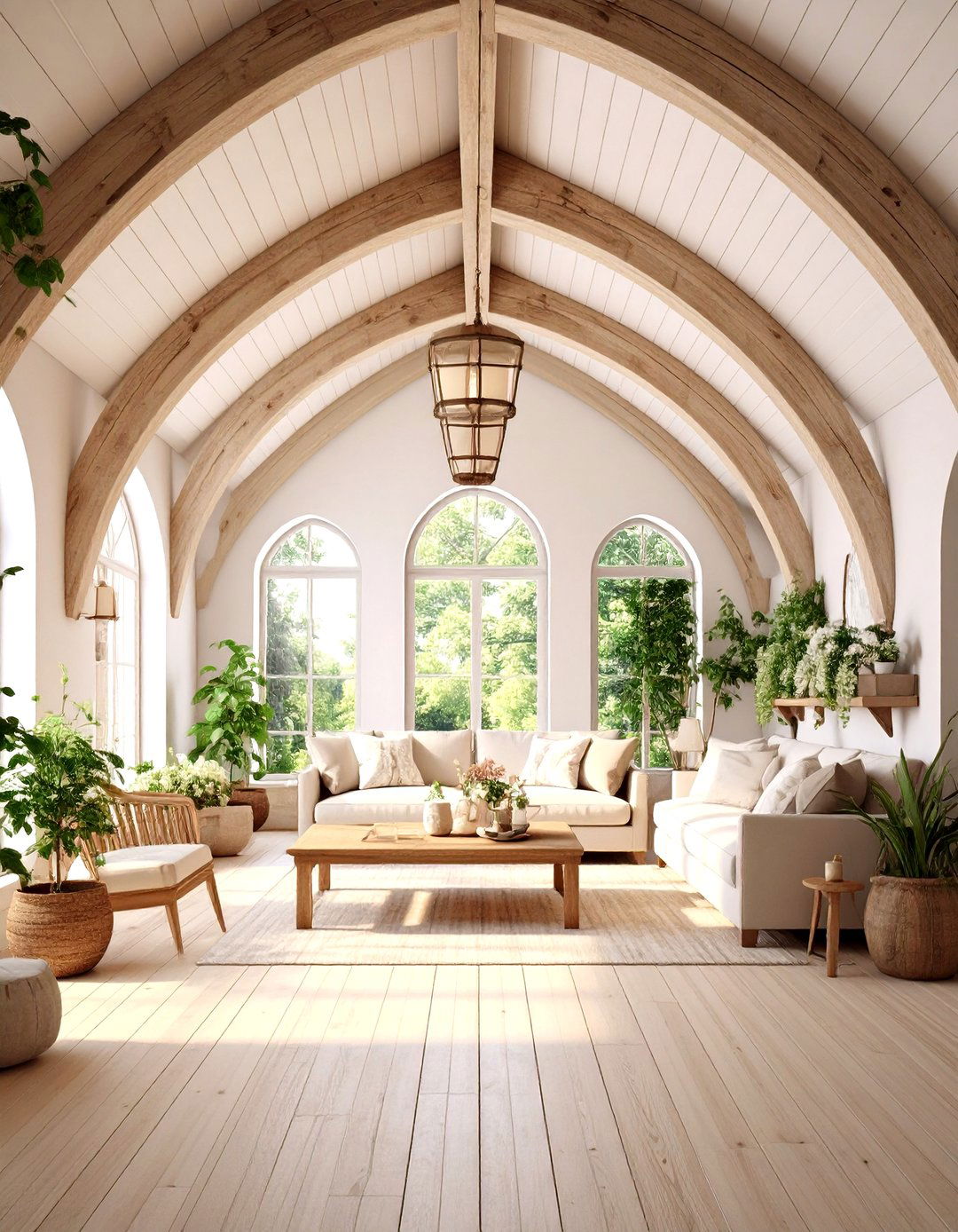 Graceful Arched Ceiling Beams - 20 Decorative Ceiling Beam Ideas