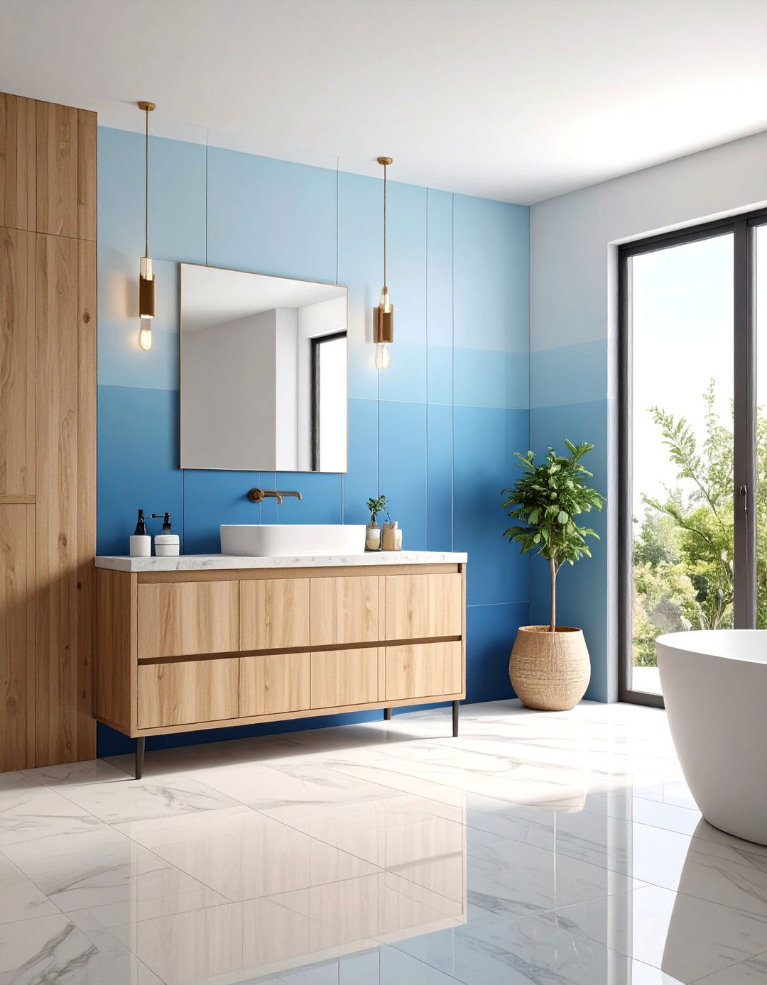 Gradient Blue Tile Schemes for Ombre Effects - 20 Blue Tile Bathroom Ideas