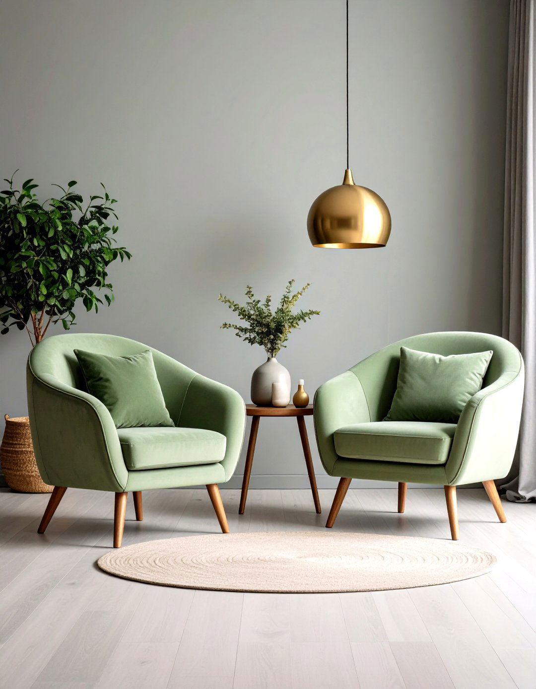 Gradient Greens over a Grey Base - 20 Green and Grey Living Room Ideas
