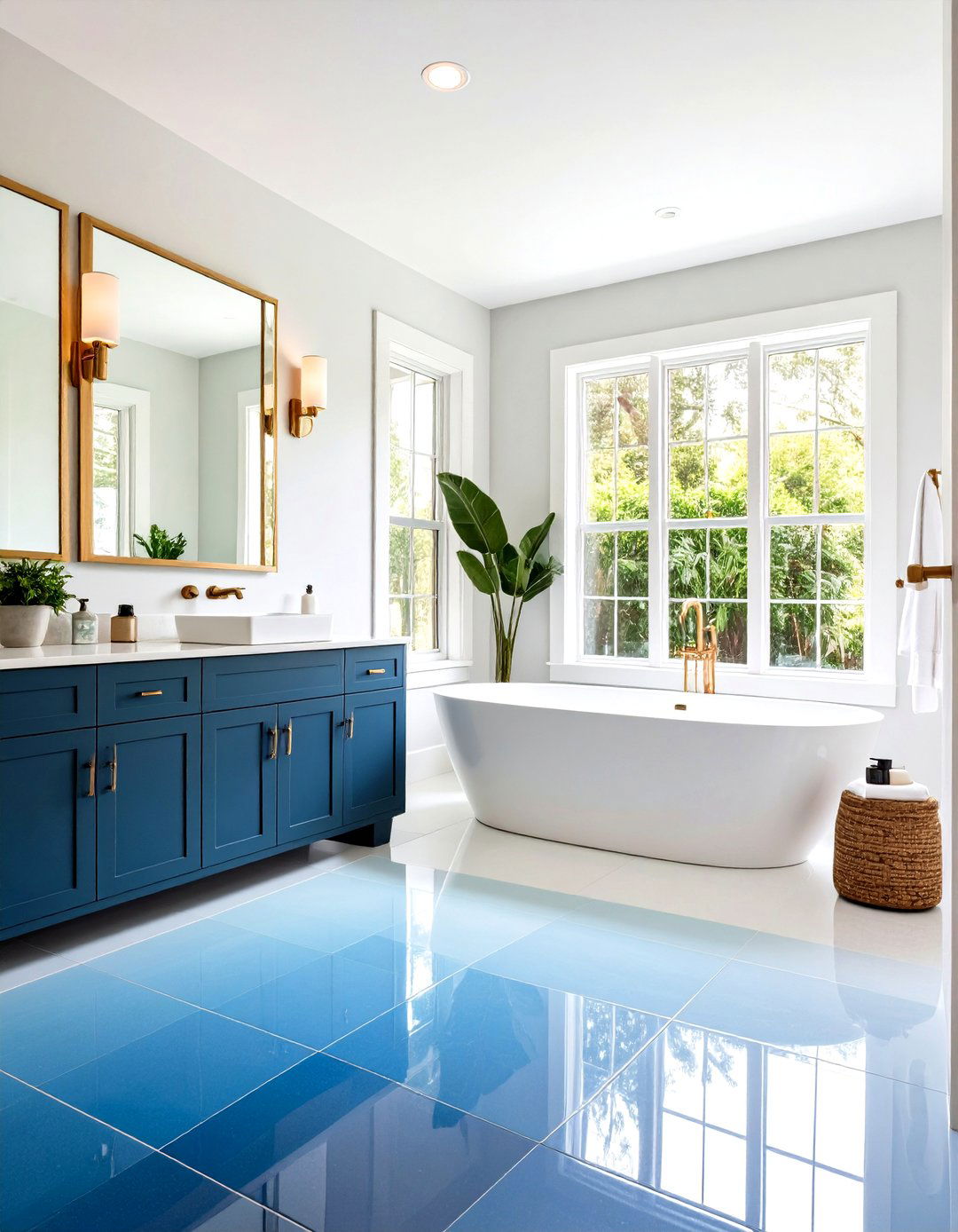 Gradient Ombre Powder Room Floor Tile - 20 Powder Room Floor Tile Ideas
