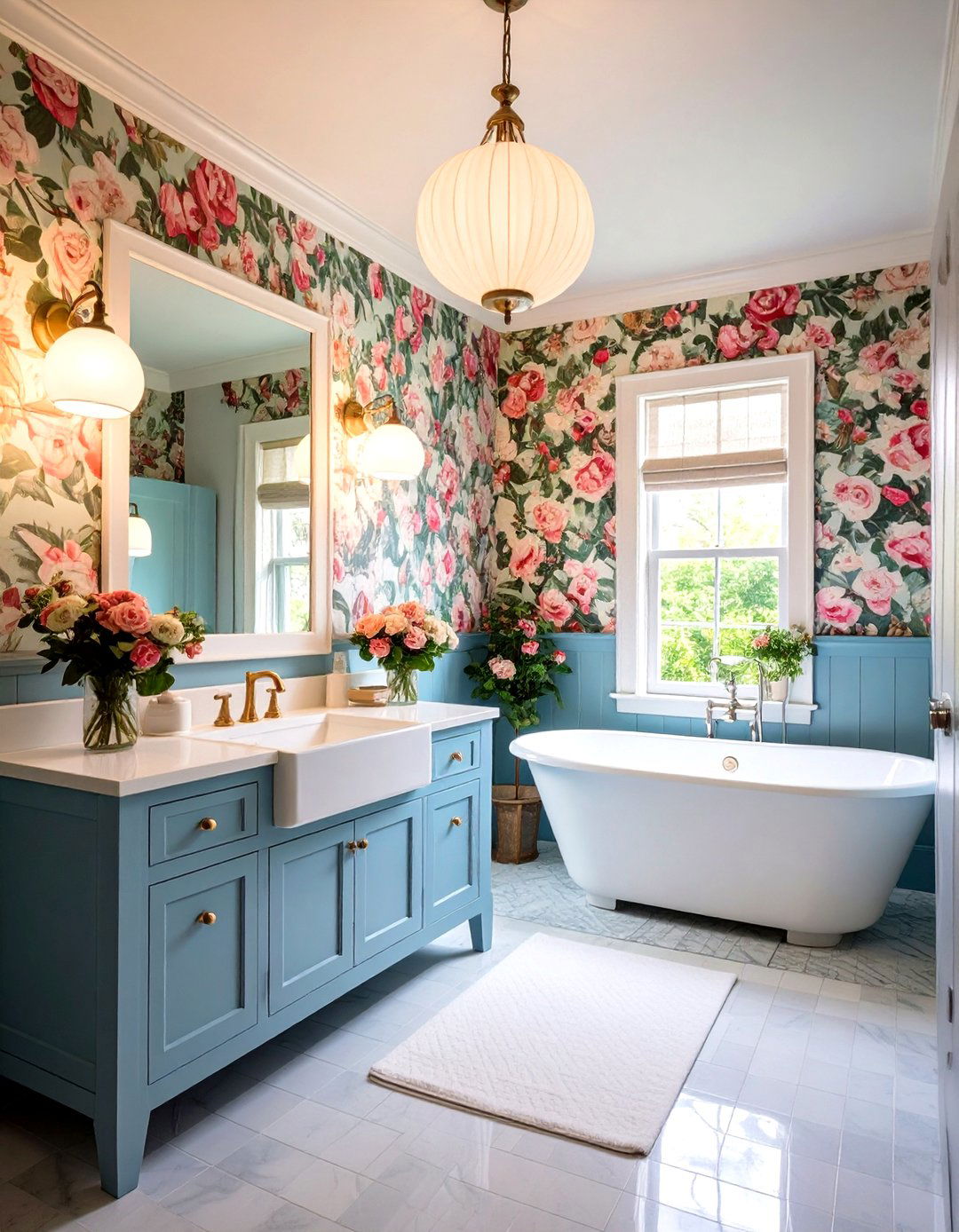 Grandmillennial Cottage Maximalist Bathroom - 20 Maximalist Bathroom Design Ideas
