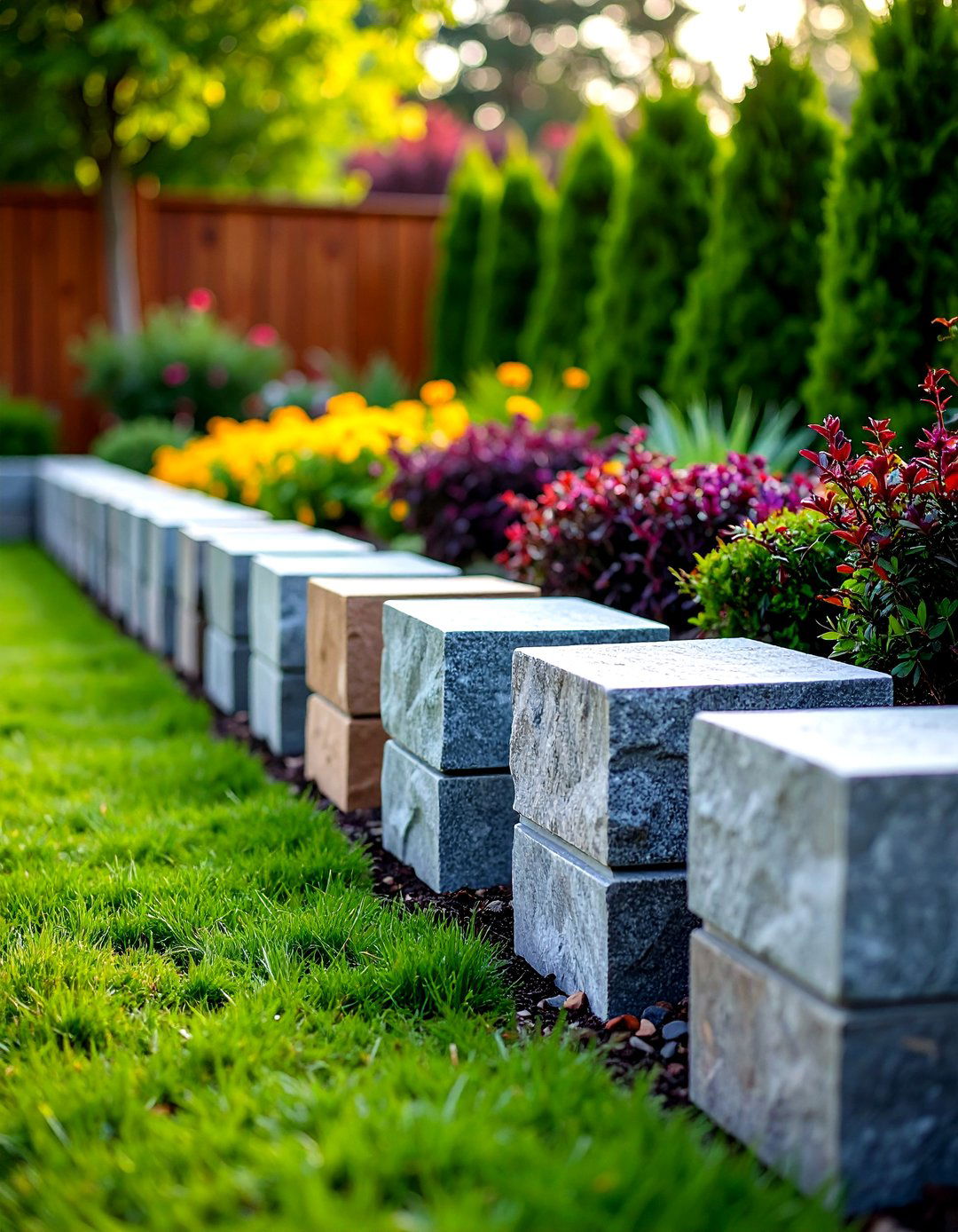 Granite Block Edging - 20 Stone Garden Edging Ideas