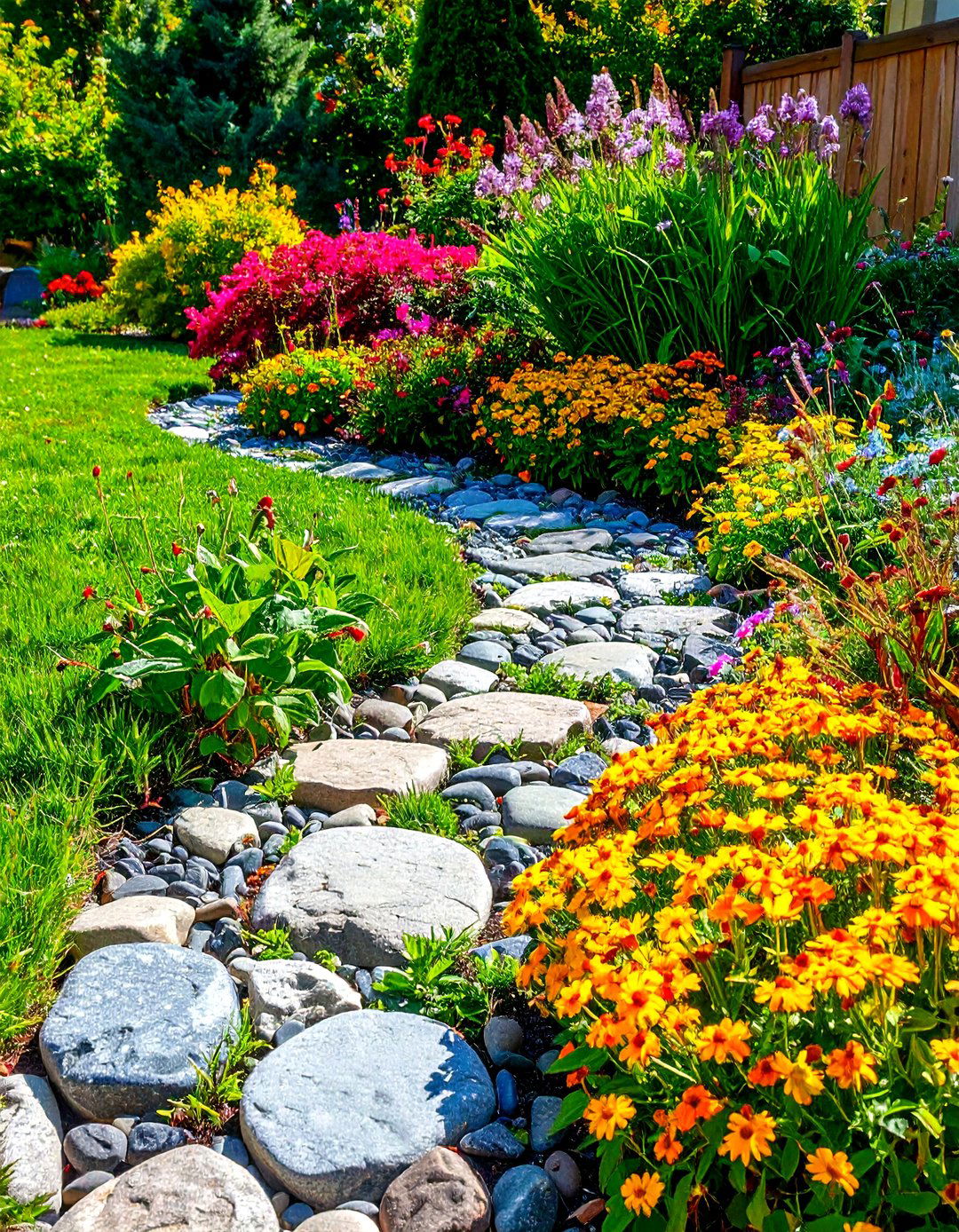 Granite Cobble Edging - 20 Stone Garden Edging Ideas