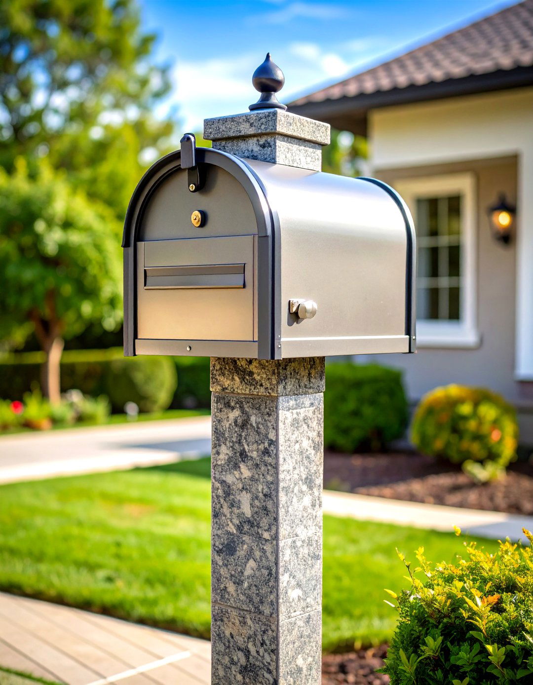 Granite Mailbox Post - 20 Mailbox Post Ideas