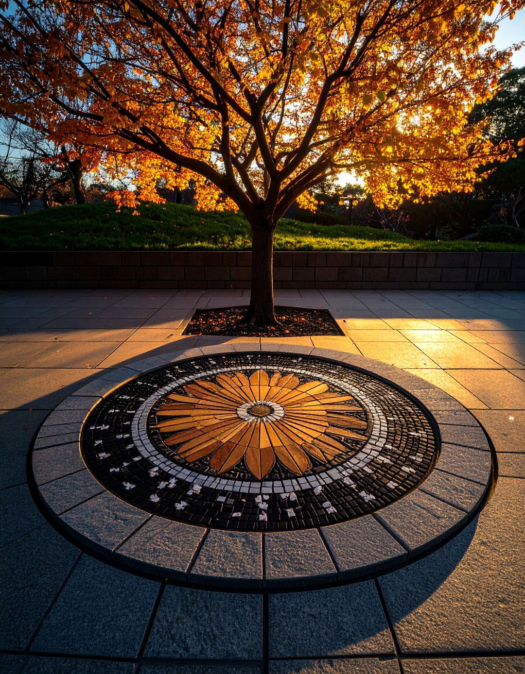 Granite Medallion Inlay as Focal Point - 20 Granite Walkway Ideas