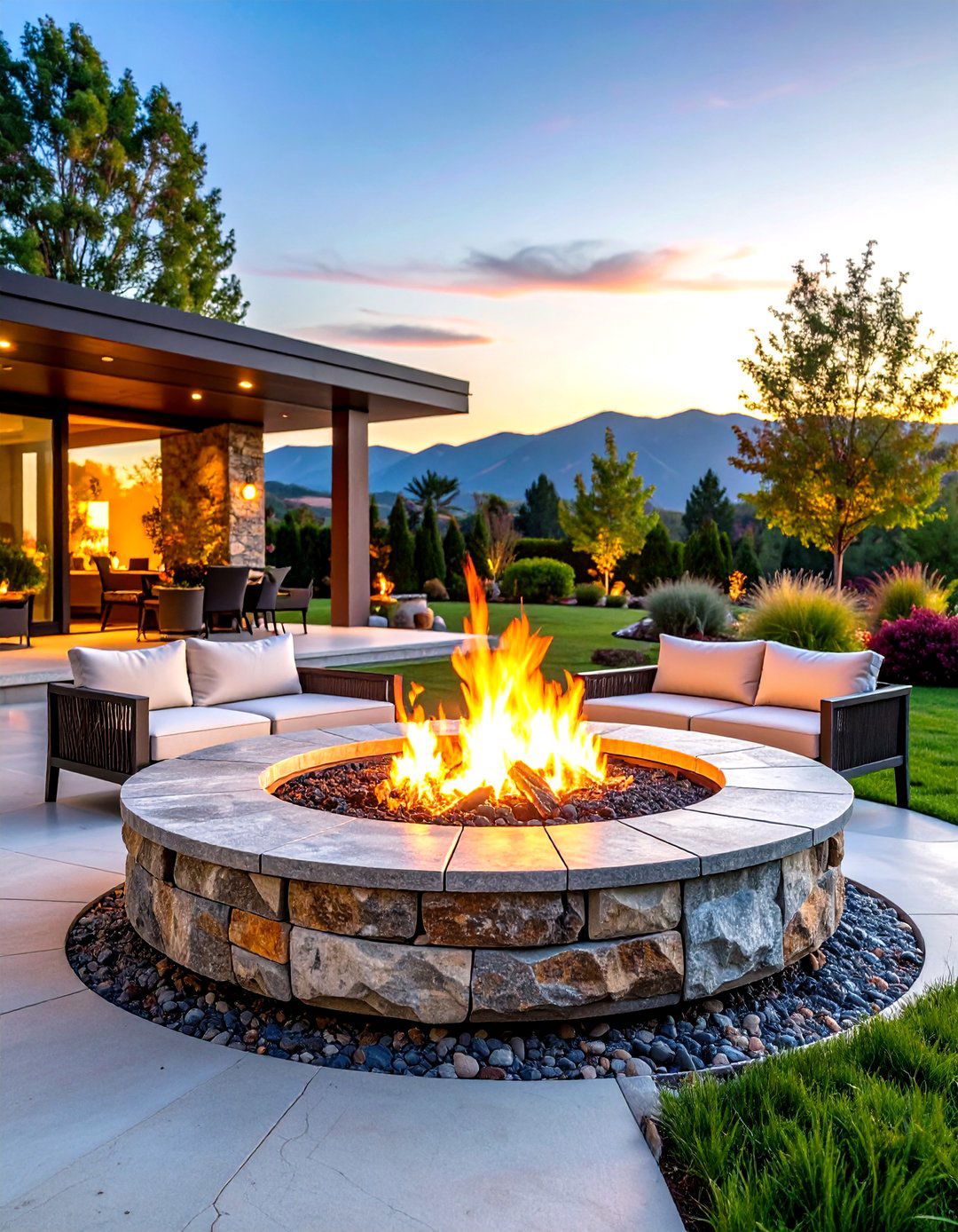 Granite Rock Fire Pit Contemporary Design - 20 Rock Fire Pit Ideas