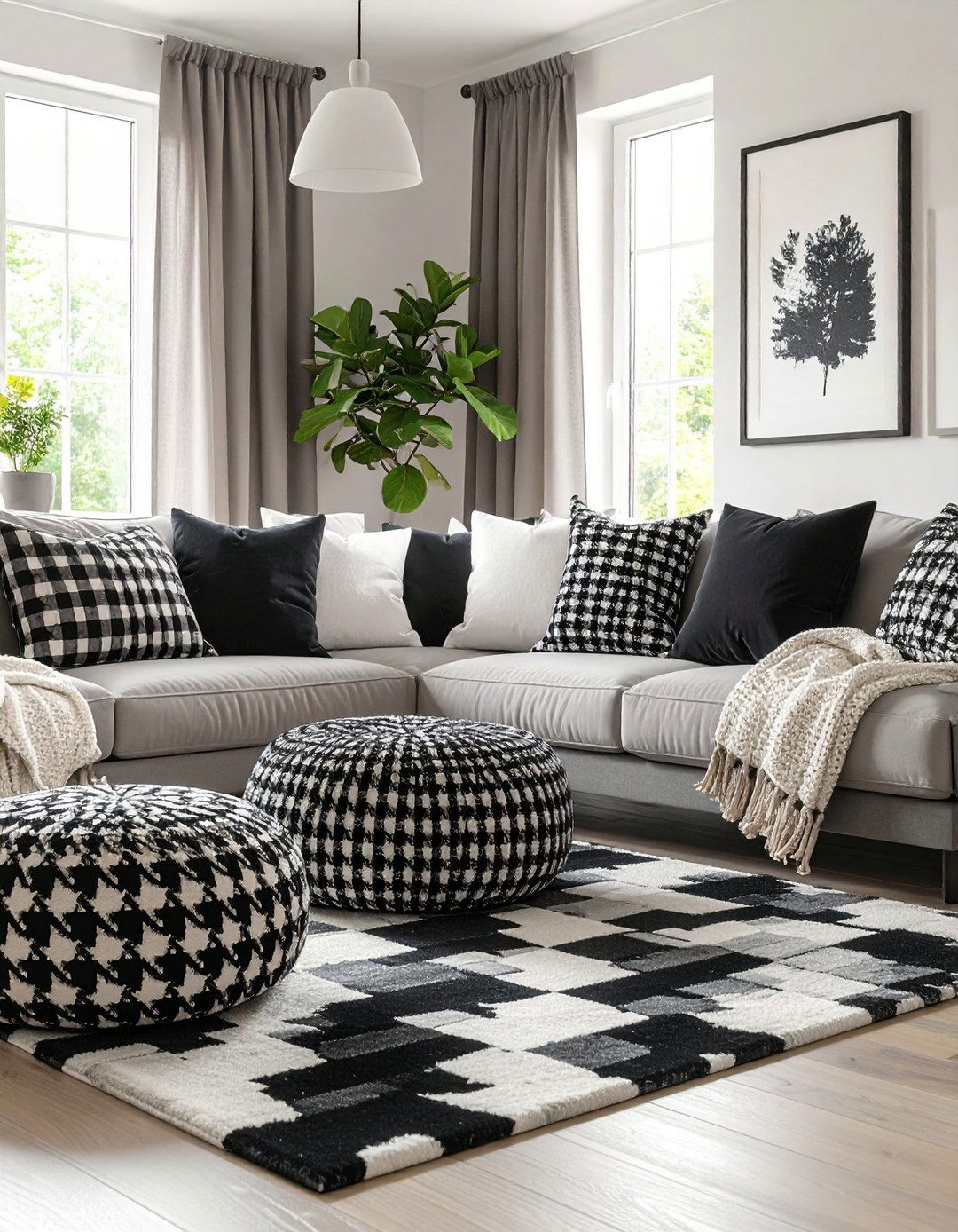 Graphic Black and White Patterns Energize the Living Room - 20 Black Living Room Ideas