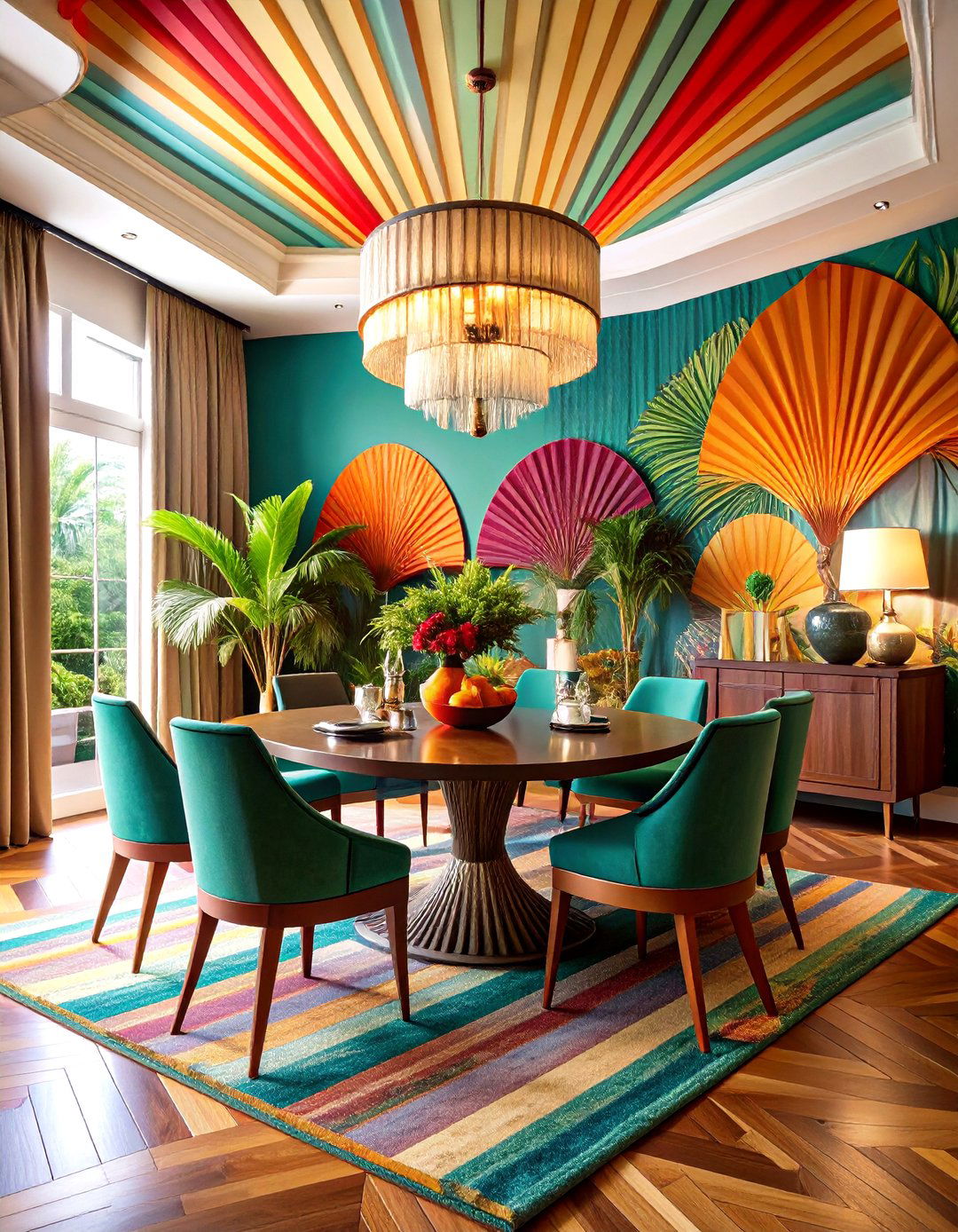 Graphic Wallpaper Creates a Statement Wall - 25 Art Deco Dining Room Ideas