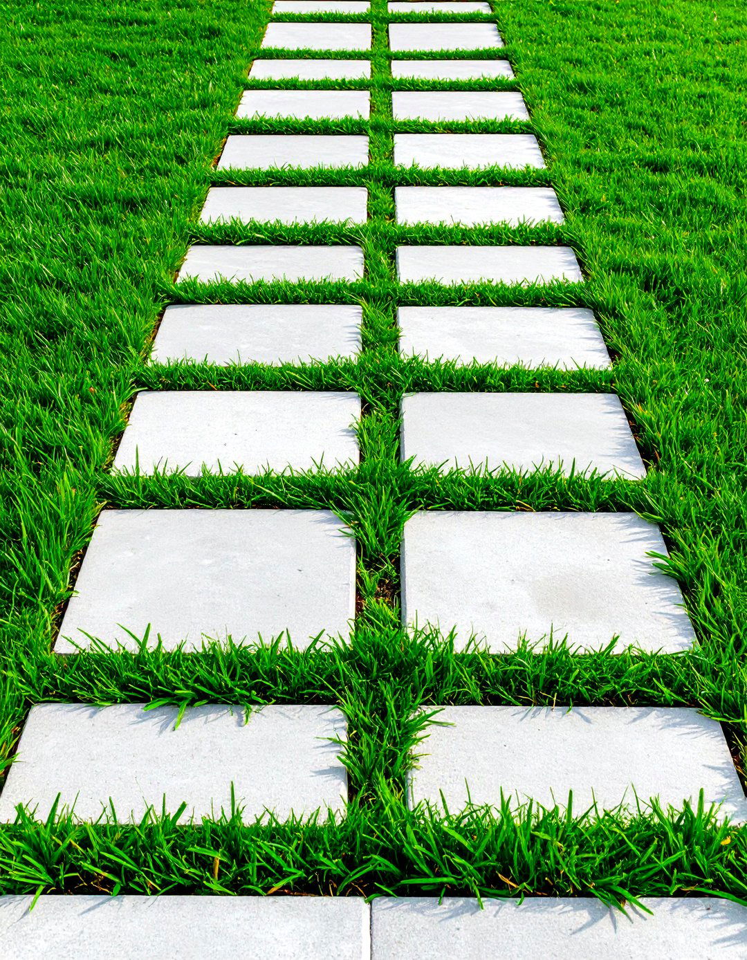 Grass Filled Stepping Stone Path - 20 Stepping Stone Walkway Ideas