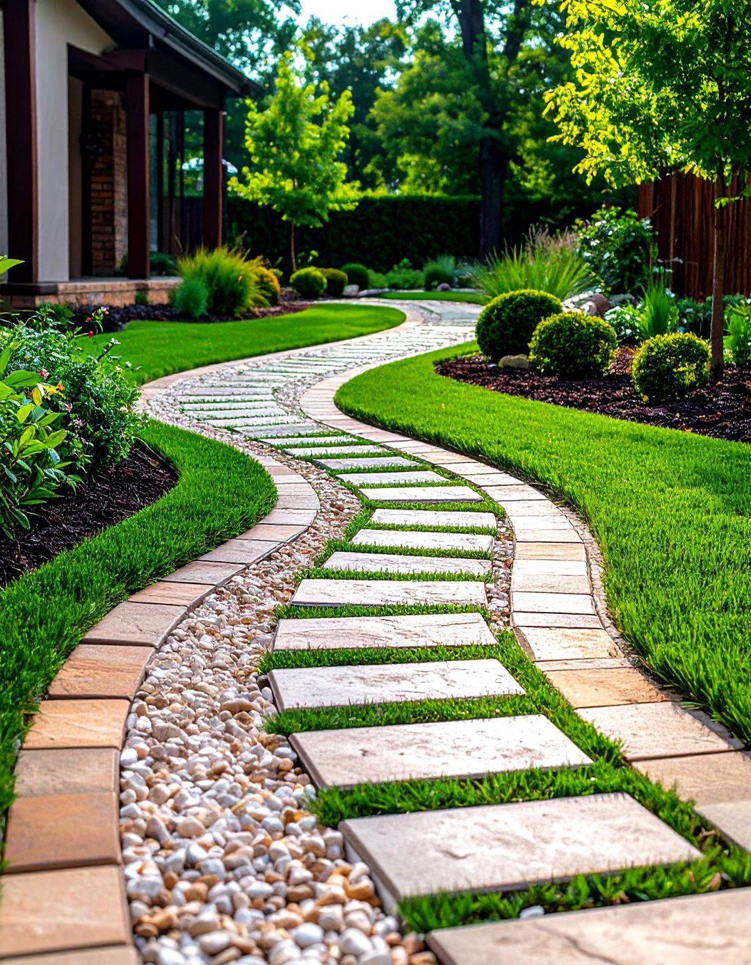 Grass Ribbon Gravel Driveway Hybrid - 20 Gravel Driveway Ideas