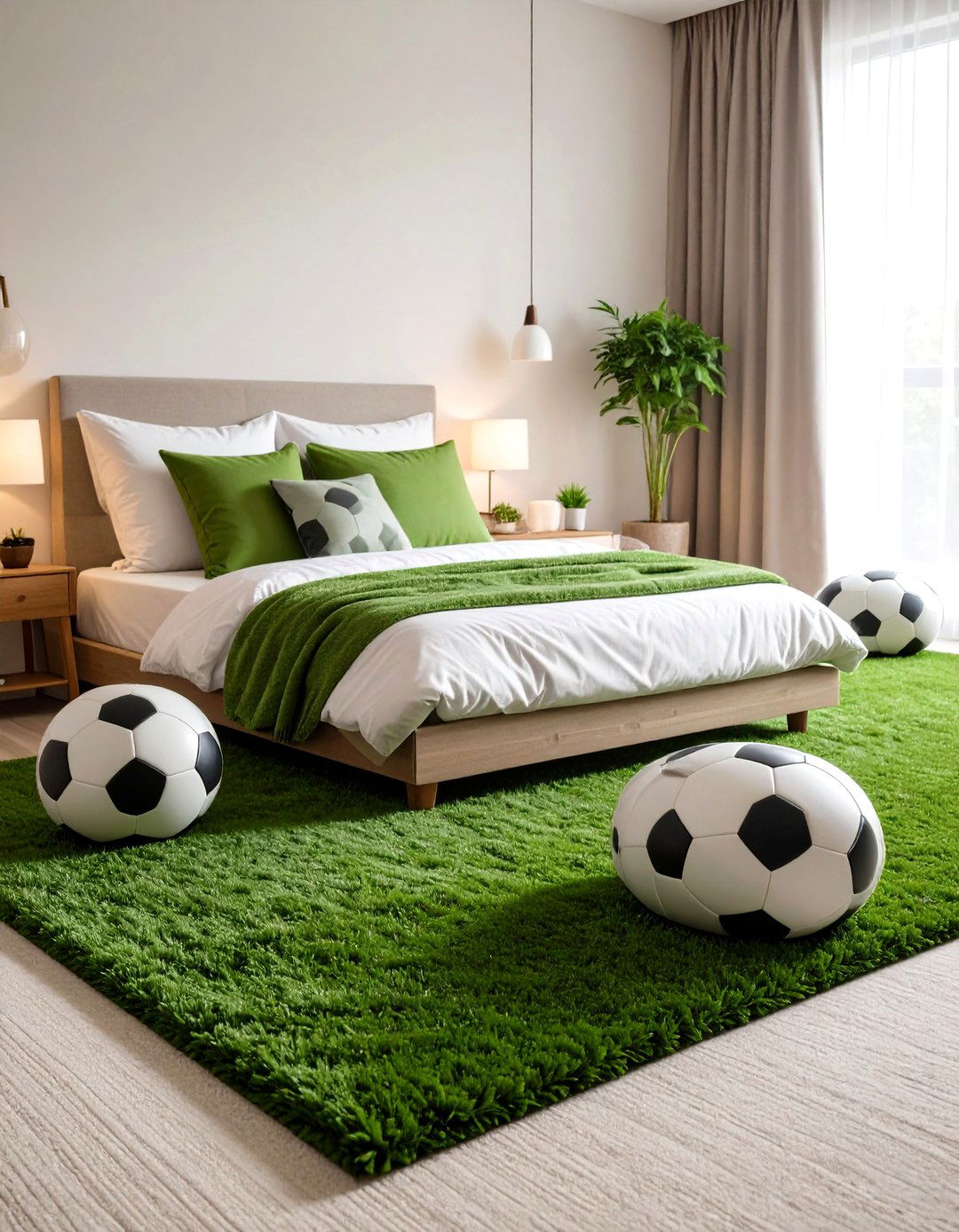 Grass Turf Rug - 20 Soccer Themed Bedroom Ideas