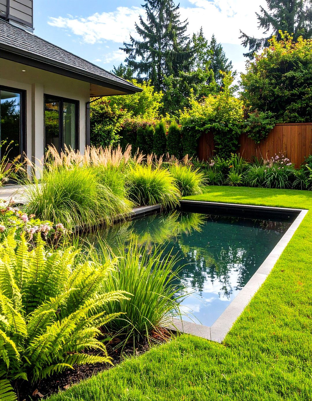 Grassy Perimeter Reflecting Pool - 20 Small Garden Reflecting Pool Ideas
