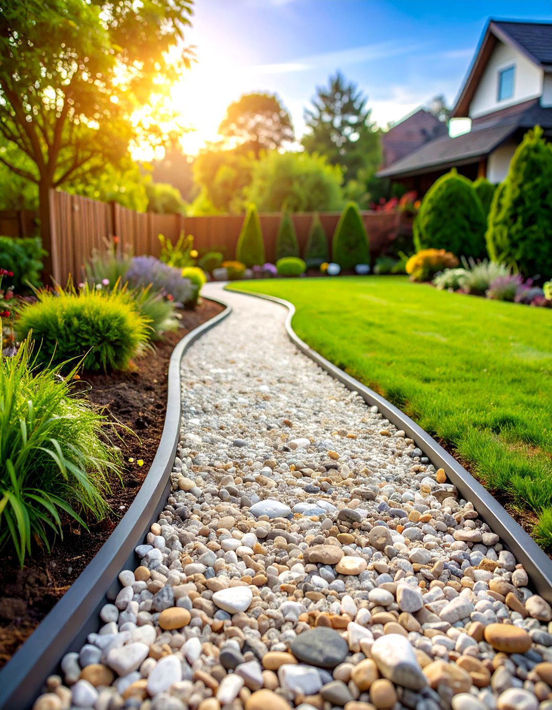 Gravel Garden Path with Decorative Edging - 20 Garden Path Ideas