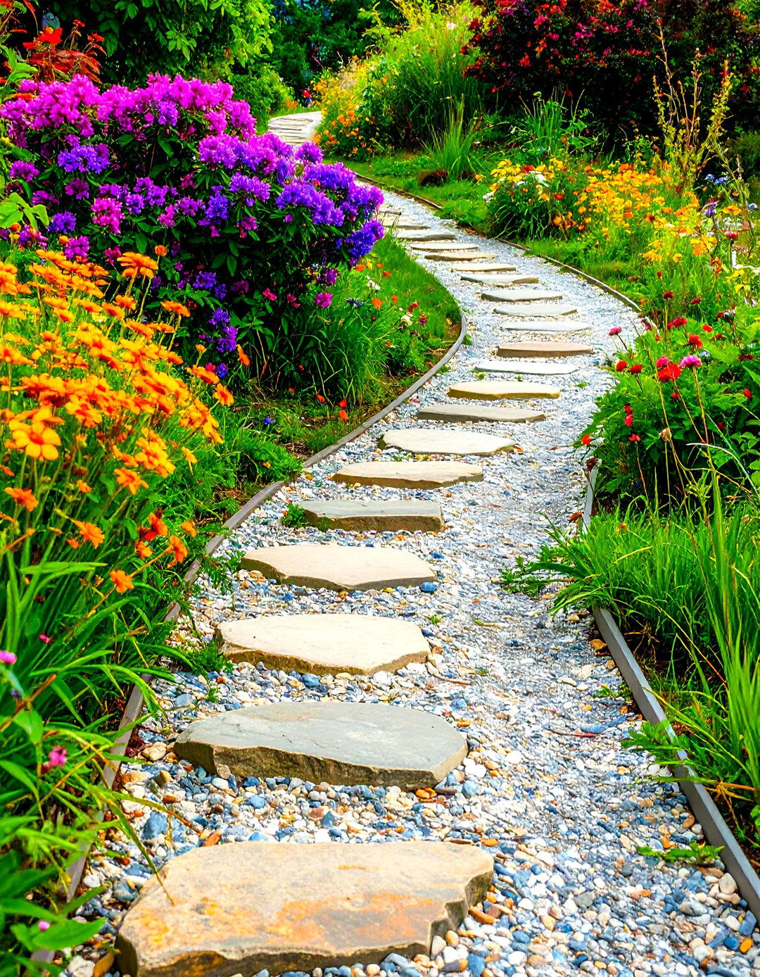 Gravel Path with Stepping Stones - 20 Sloping Garden Design Ideas